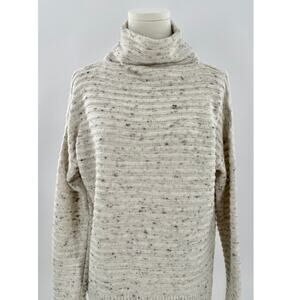 Madewell Ivory Cream Speckled Wool Blend Ribbed Mock Neck Sweater Size S